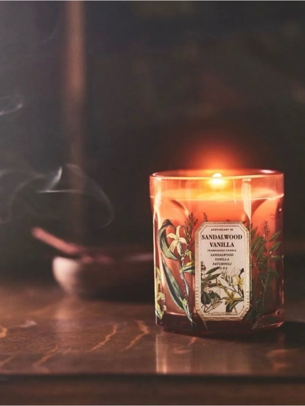 Anthropologie Apothecary 18 Woody Sandalwood Vanilla Small Glass Candle, NWT